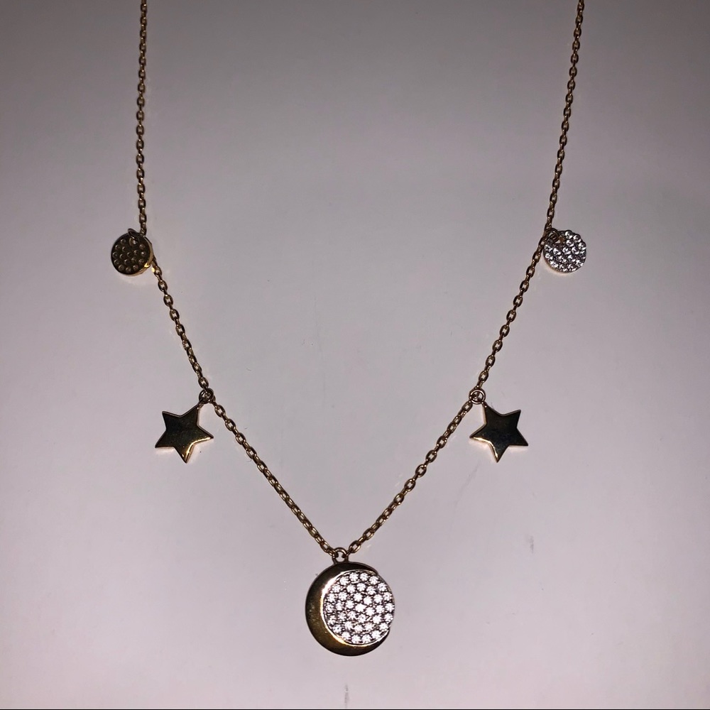 Moon and stars diamond necklace